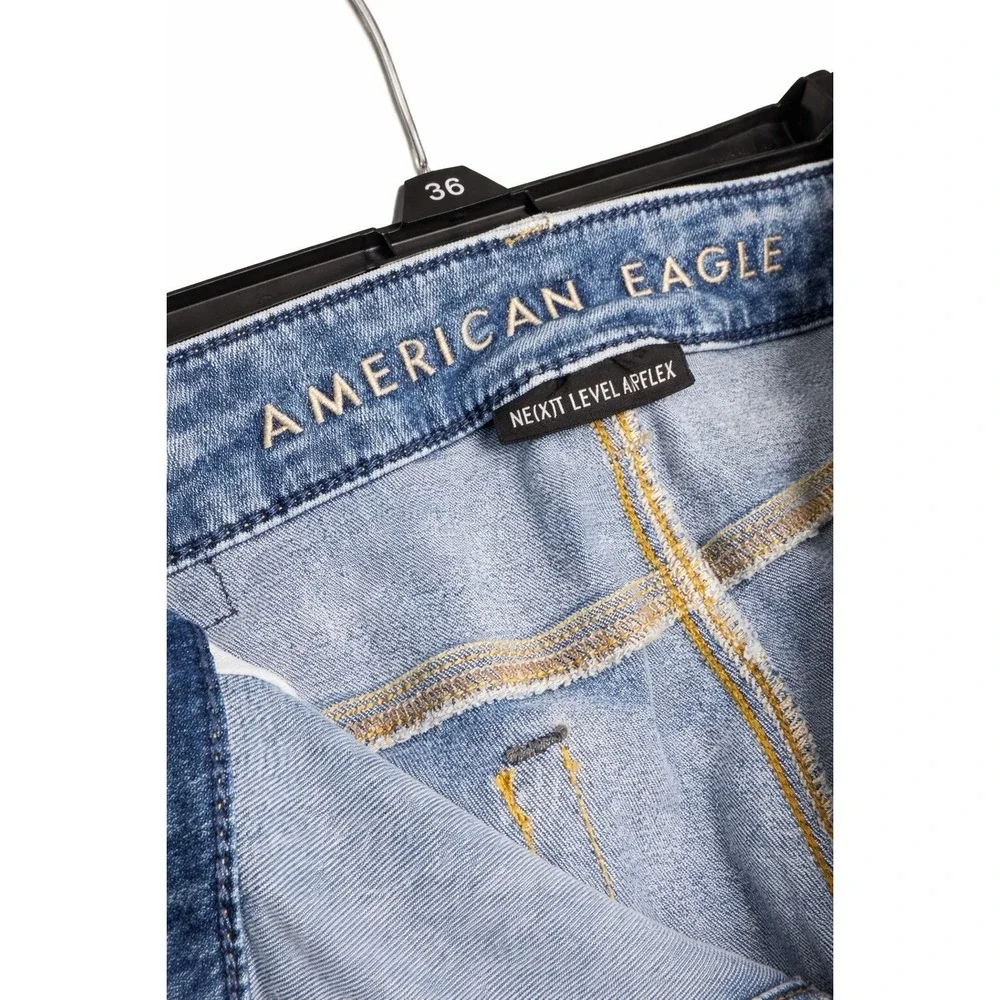 American Eagle Sticked Skinny Jeans Mens 34x30 Distressed Light‎ Wash Denim